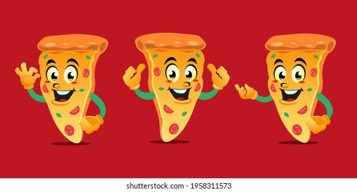 Cartoon delicious pizza mascot design