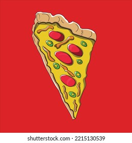 cartoon Delicious pizza vector art drawing