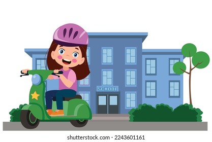 cartoon delivery boy riding a scooter