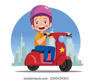 cartoon delivery boy riding a scooter