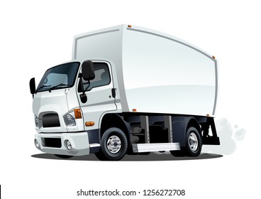 Cartoon delivery cargo truck isolated on white background. Available EPS-10 vector format separated by groups and layers