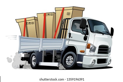 Cartoon delivery cargo truck isolated on white background. Available EPS-10 vector format separated by groups and layers with transparency effects for one-click recolour