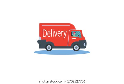 Cartoon Delivery Truck Van Courier Vector Stock Vector (Royalty Free ...