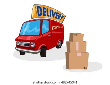 Cartoon Delivery Van Fast Shipping Concept Stock Vector (Royalty Free ...