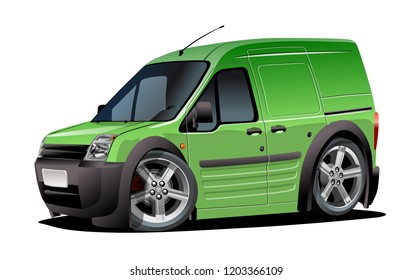 Cartoon delivery van isolated on white background. Available EPS-10 vector format separated by groups and layers with transparency effects for one-click repaint