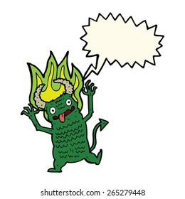 demonio de dibujos animados con burbuja de habla
