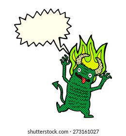 demonio de dibujos animados con burbuja de habla