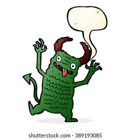 cartoon demon with speech bubble