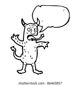 cartoon demon with speech bubble