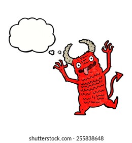 Cartoon-Dämon mit Denkblase