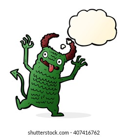 cartoon demon with thought bubble
