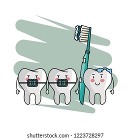 cartoon dental care teeth