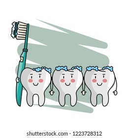cartoon dental care teeth