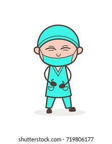 Cartoon Dentist Laughing Expression Vector Illustration