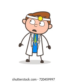 Cartoon Dentist Thinking Vector Expression