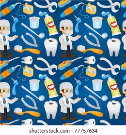 Cartoon Dentist Tool Seamless Pattern