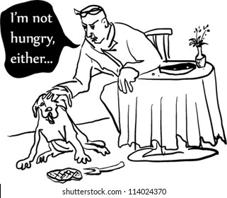 Cartoon depicting scene in a restaurant
