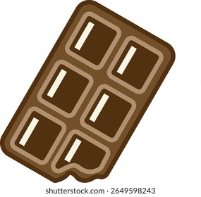 Uma representação em quadrinhos de uma barra de chocolate com seis seções retangulares. A barra é marrom com realces mais claros.