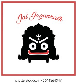 Desenho Animado Representação de Lord Jagannath com Moldura Vermelha e Saudação Mostrando o Significado Religioso Hindu e Elemento de Design Cultural