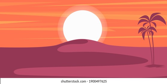 Cartoon desert landscape in flat style. Design element for poster, card, banner, flyer. Vector illustration