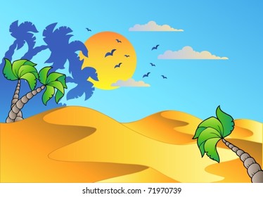 Cartoon desert landscape - vector illustration.
