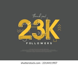 Cartoon design for 23k followers celebration, simple and modern concept.