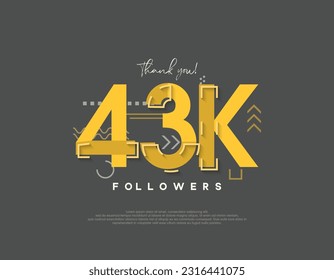 Cartoon design for 43k followers celebration, simple and modern concept.