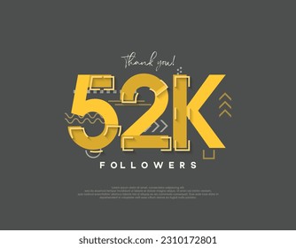 Cartoon design for 52k followers celebration, simple and modern concept.