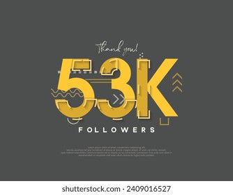 Cartoon design for 53k followers celebration, simple and modern concept.