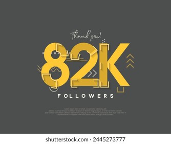Cartoon design for 82k followers celebration, simple and modern concept.