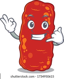 Cartoon design of acinetobacter bacteria with call me funny gesture