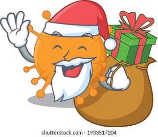 Cartoon design of anaplasma Santa having Christmas gift