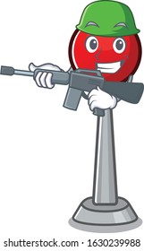 A cartoon design of antenna Army with machine gun