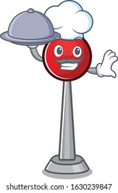 cartoon design of antenna as a Chef having food on tray