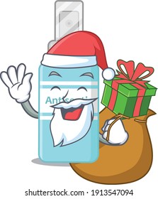 Cartoon design of antiseptic Santa having Christmas gift