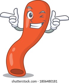 Cartoon design of appendix showing funny face with wink eye