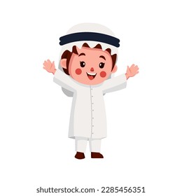 cartoon design of arabian man in white clothes and turban. suitable for children's books and stickers