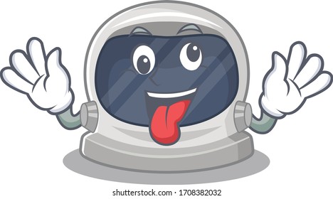 A cartoon design of astronaut helmet having a crazy face