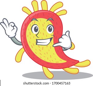 Cartoon design of azorhizobium caulinodans with call me funny gesture