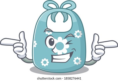 Cartoon design of baby apron showing funny face with wink eye