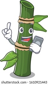 Cartoon design of bamboo speaking on a phone