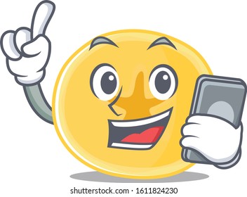Cartoon design of banana chips speaking on a phone