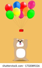 Cartoon design with bear and balloon 