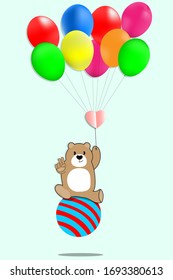 Cartoon design with bear and colorful  balloon