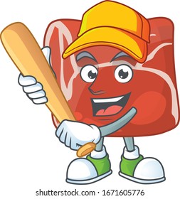 Diseño de caricaturas de carne con bastón de béisbol