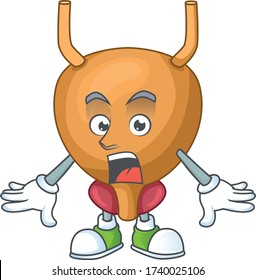 A cartoon design of bladder showing an amazed gesture