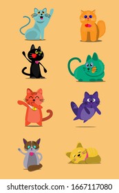 Cartoon design with cat set on yellow background