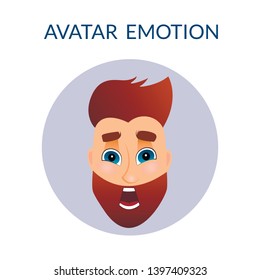 Cartoon Design Character. Portrait Icon Fright, Surprise. Isolated on White. Face template for design work and Animation. For Social Media and UI, UX, Graphic and Web Design. Vector Illustration.