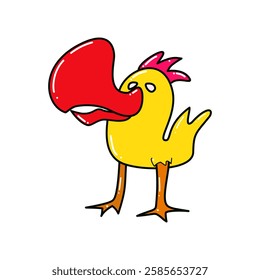 cartoon design of chicken with big beak