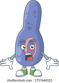 A cartoon design of clostrisium botulinum showing an amazed gesture